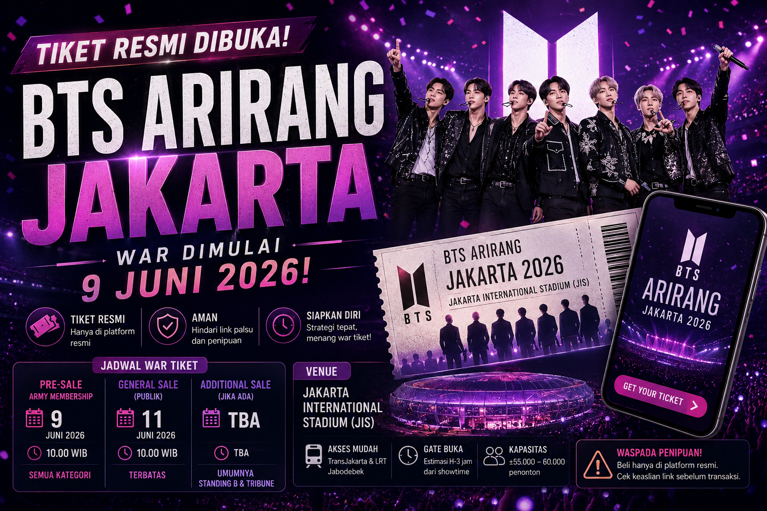 Tiket BTS ARIRANG Jakarta Resmi Dibuka, War Dimulai 9 Juni 2026 1 image 4